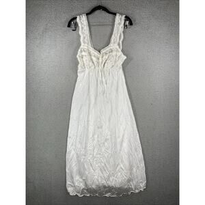 Vintage PANDORA Lingerie by Chic White Sheer Lace Satin Nightie Dress Medium